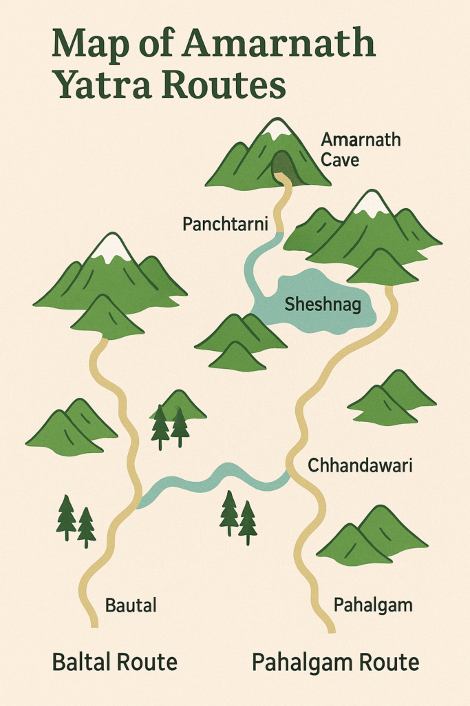 map of Amarnath Yatra routes